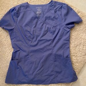 Jaanuu mock wrap neck scrub top